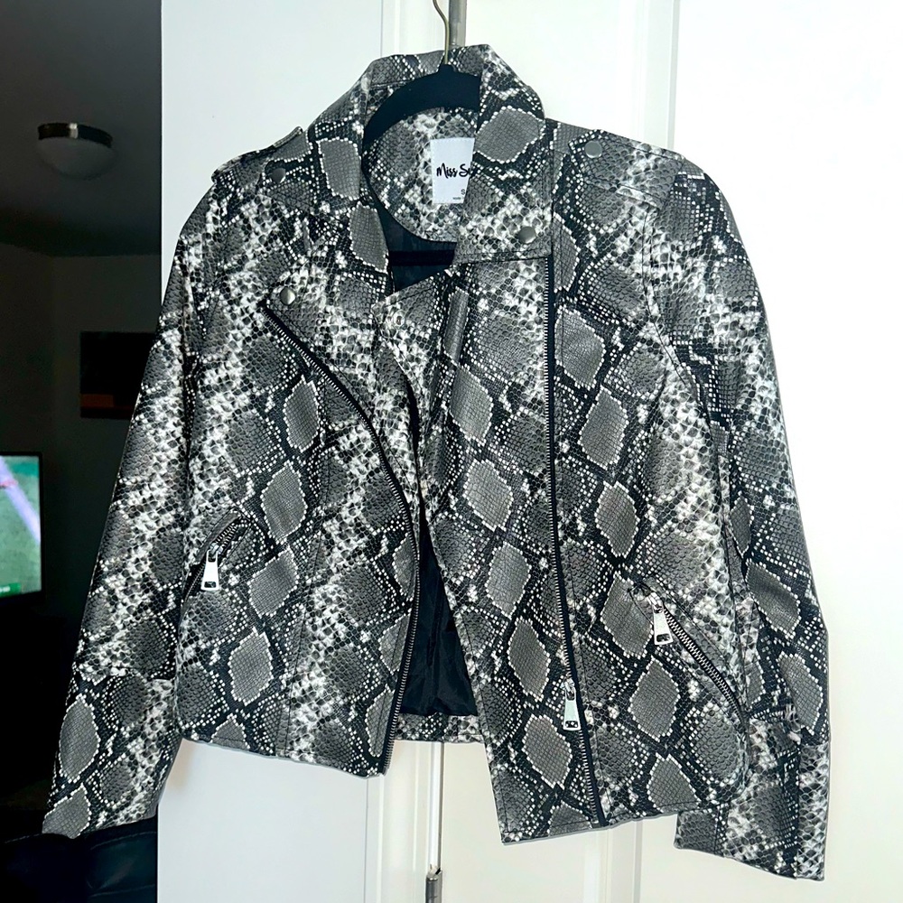 Snakeprint Faux Leather Jacket